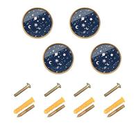Wudan Confezione da 4 maniglie e pomelli per mobili, stile vintage, 3,2 cm, per armadi, galassie, stelle, costellazioni, blu navy