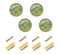 Wudan Confezione da 4 pezzi di accessori per armadi e cassetti, 32 mm, manopole e tiranti per porte, cassetti, girasole e stelle, colore foglia di tè