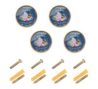 Wudan Confezione da 4 pezzi di accessori per armadi e cassetti, 32 mm, pomelli da cucina per porte, cassetti con scrigno del tesoro sott'acqua