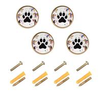 Wudan Confezione da 4 pezzi di ferramenta per armadi e cassetti, 32 mm, per comò, cassetti, motivo cane e zampa