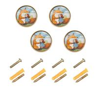 Wudan Confezione da 4 pezzi di hardware per armadi e cassetti 3,2 cm manopola di controllo vintage per armadi paffuto volpe con ragazza