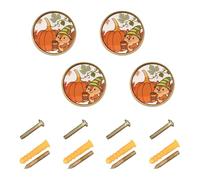 Wudan Confezione da 4 pomelli da cucina da 3,2 cm, per armadio, zucca, scoiattolo autunnale