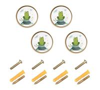 Wudan Confezione da 4 pomelli da cucina da 3,2 cm, per porte, cassetti, graziose rane verdi con libellule