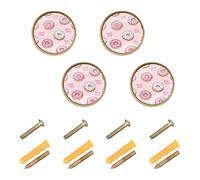 Wudan Confezione da 4 pomelli da cucina per armadi e cassetti, 32 mm, motivo ciambella dolce