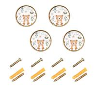 Wudan Confezione da 4 pomelli da parete per armadi e cassetti, 32 mm, per appendere armadi e giardini stravaganti con orsi