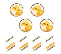 Wudan Confezione da 4 pomelli decorativi da 3,2 cm per armadio, motivo anatra felice