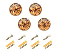 Wudan Confezione da 4 pomelli dorati per armadi e cassetti, 32 mm, per porte, cassetti, zucca, Halloween, streghe, foglie, corvi