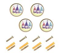 Wudan Confezione da 4 pomelli e maniglie da cucina da 3,2 cm, per armadietti, gnomi acquerellati su una luna crescente con stelle