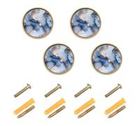 Wudan Confezione da 4 pomelli e maniglie per armadietti da cucina, 32 mm, pomelli moderni per cassettiera, marmo blu e oro rosa