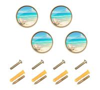 Wudan Confezione da 4 pomelli e maniglie per armadietti da cucina, 32 mm, pomelli per cassetti da cucina, per porte, cassetti, bella scena da spiaggia