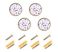 Wudan Confezione da 4 pomelli e maniglie per mobili da cucina, 32 mm, pomelli decorativi per armadi, cuori viola, cuori viola