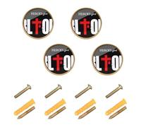 Wudan Confezione da 4 pomelli e pomelli per armadietti, 3,2 cm, dorati, per armadio, dare sangue con croce rossa e goccia di sangue