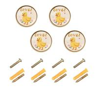 Wudan Confezione da 4 pomelli e pomelli vintage per armadietti, 3,2 cm, per porte, cassetti, design a anatra gialla con fiori rosa