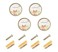 Wudan Confezione da 4 pomelli hardware per armadietti da 3,2 cm, pomelli per cassetti da cucina, per cassettiera, volpe con cuore