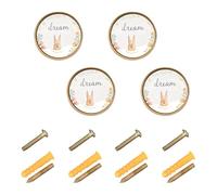 Wudan Confezione da 4 pomelli hardware per armadietti da 3,2 cm, pomelli per cassetti da cucina, per cassettiere, coniglietto su nuvola