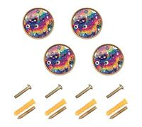 Wudan Confezione da 4 pomelli moderni per armadio da 32 mm, pomelli moderni per armadio, Halloween, stelle, occhi, palla, arcobaleno, boos