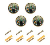 Wudan Confezione da 4 pomelli per ante di armadietti, 3,2 cm, per cassetti della cucina, per armadi, piante e gatti