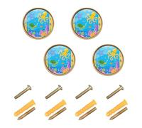 Wudan Confezione da 4 pomelli per ante di armadietti, 32 mm, pomelli per cassetti della cucina, per cassettiera, motivo creatura marina