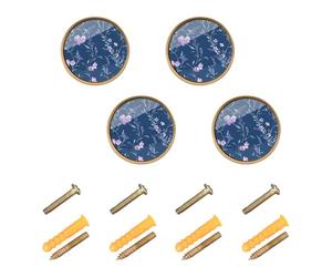 Wudan Confezione da 4 pomelli per ante di armadietti da 3,2 cm, pomelli per cassetti della cucina, per porte, cassetti, fiori, lavanda, fresia, blu navy