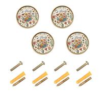 Wudan Confezione da 4 pomelli per armadi e cassetti, 3,2 cm, pomelli e tiranti per armadietti, giardino francese, farfalle e fiori