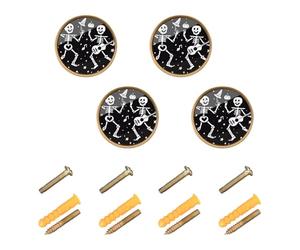 Wudan Confezione da 4 pomelli per armadi e cassetti, 32 mm, in stile bohémien, dorati, per armadi, scheletri sotto le stelle