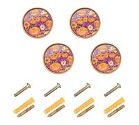 Wudan Confezione da 4 pomelli per armadi e cassetti, 32 mm, in stile bohémien, dorati, per guardaroba, hippie, Groovy, margherita, Halloween, zucca, zombi