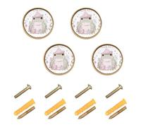 Wudan Confezione da 4 pomelli per armadi e cassetti, 32 mm, per armadio, fard, funghi, rana nelle foreste magiche