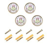 Wudan Confezione da 4 pomelli per armadi e cassetti, 32 mm, pomelli da cucina per porte, cassetti, ghirlande floreali a rana