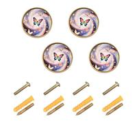 Wudan Confezione da 4 pomelli per armadi e cassetti, 32 mm, stile vintage, per porte, cassetti, farfalle in galassia colorata