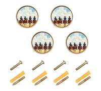 Wudan Confezione da 4 pomelli per armadietti, 32 mm, per porte, cassetti, quattro cowboy che cavalcano nella lontana Mesa