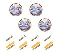 Wudan Confezione da 4 pomelli per armadietti, 32 mm, stile vintage, per porte, cassetti, con simpatici unicorni, lavanda