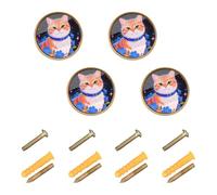 Wudan Confezione da 4 pomelli per armadietti da 3,2 cm, per cassettiere, cassetti spaziali, gatto con stelle