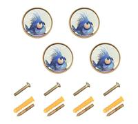 Wudan Confezione da 4 pomelli per armadietti da 3,2 cm, per cassettiere, estetici, a forma di pesce carino