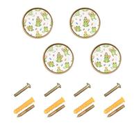 Wudan Confezione da 4 pomelli per armadietti da 3,2 cm, per porte, cassetti, Bitcoin, rana, fiaba, bianco