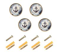 Wudan Confezione da 4 pomelli per cassettiera, 3,2 cm, dorati, per armadietti, ancoraggi con corda su liquido blu navy