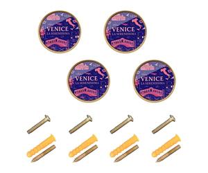 Wudan Confezione da 4 pomelli per cassettiera, 32 mm, stile vintage, per porte, cassetti, capitale della moda di Venezia