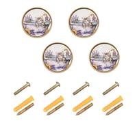 Wudan Confezione da 4 pomelli per cassettiera da 3,2 cm per cassetti da cucina per cassettiere carino gattino lavanda girasole