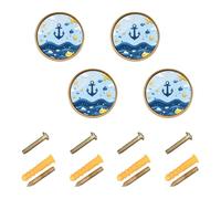 Wudan Confezione da 4 pomelli per cassettiera da 3,2 cm per cassetti della cucina per armadio, motivo: ancore a forma di stelle