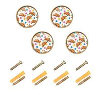 Wudan Confezione da 4 pomelli per cassettiera da 32 mm, pomelli per cassetti della cucina per armadi, cornetti in stile cartone animato, puntini colorati