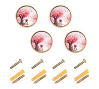 Wudan Confezione da 4 pomelli per comò da 3,2 cm per appendere alla porta, cassetti Happy Valentine's Hearts Tree