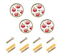 Wudan Confezione da 4 pomelli per comò da 3,2 cm, pomelli e tiranti per porta, cassetti, mele fresche e frutta, bianco