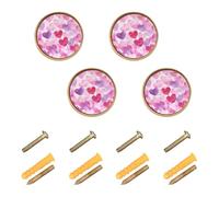 Wudan Confezione da 4 pomelli per comò da 32 mm, pomelli per cassetti della cucina per porte, cassetti, carini cuori rosa