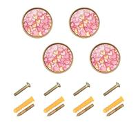 Wudan Confezione da 4 pomelli rotondi da 3,2 cm decorativi per cassettiera cartoni animati carini dorati rosa amore