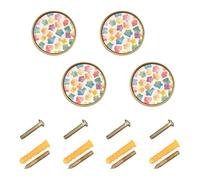 Wudan Confezione da 4 pomelli rotondi da 3,2 cm per cassetti da cucina, porte, cassetti, acquerelli, stelle, caramelle gommose