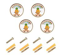 Wudan Confezione da 4 pomelli rotondi da 32 mm, per armadietti, color oro, per porte, cassetti, con scritta "You are my favorite ananas"