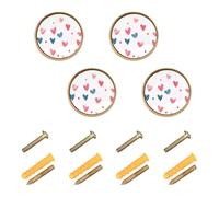 Wudan Confezione da 4 pomelli rotondi da 32 mm, per cassettiera, cassetti e cassettiere, simpatici cuori