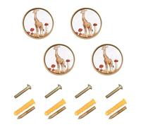 Wudan Confezione da 4 pomelli rotondi da 32 mm per cucina per porte, cassetti, motivo giraffa, colore: bianco