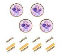 Wudan Confezione da 4 pomelli rotondi da 32 mm, pomelli moderni per armadietti, simpatici cartoni animati a sirena