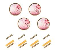 Wudan Confezione da 4 pomelli rotondi per armadietti, 3,2 cm, pomelli da cucina per porte, cassetti, albero di San Valentino con cuori