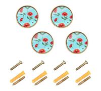 Wudan Confezione da 4 pomelli rotondi per armadietti, 32 mm, moderni, per guardaroba, bellezza, zinnia, blu